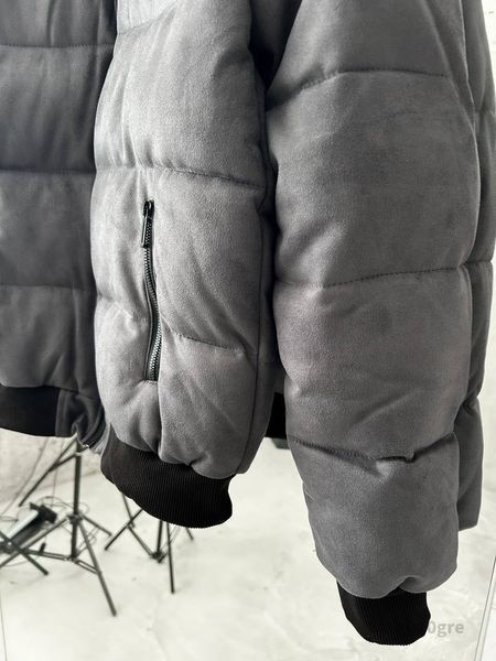 Чоловіча зимова куртка з коміром у сірому кольорі kk10grey фото