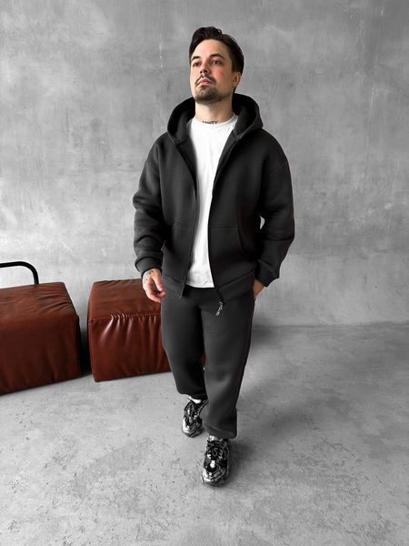 Чоловічий oversize спортивний костюм у графітовому кольорі kos24 фото