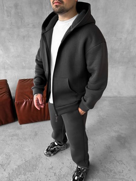 Чоловічий oversize спортивний костюм у графітовому кольорі kos24 фото