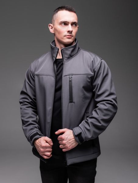 Мужская куртка на флисе Soft shell в сером цвете 2225gr фото