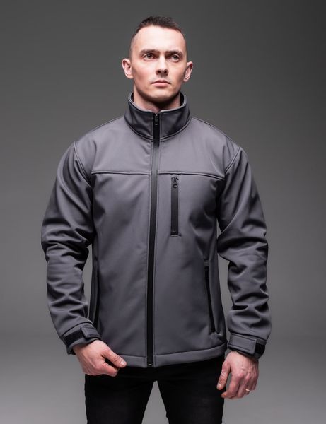 Мужская куртка на флисе Soft shell в сером цвете 2225gr фото