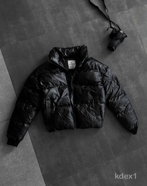 Чоловіча oversize куртка без капюшона у чорному кольорі kdex1 фото