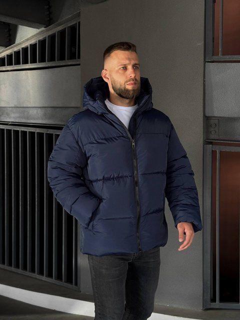 Мужская зимняя oversize куртка в синем цвете rd489 фото