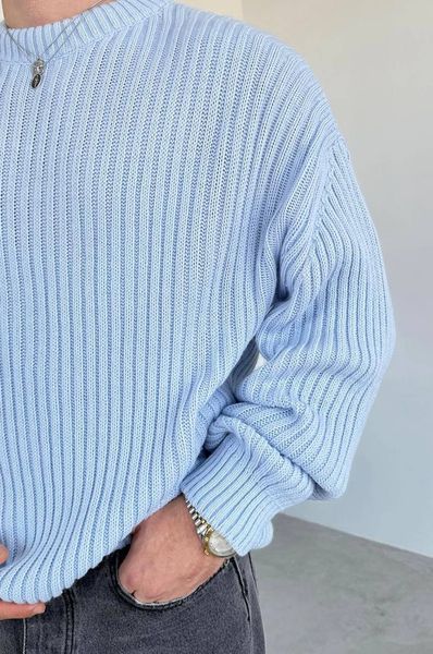Мужской oversize свитер в голубом цвете mr140 фото