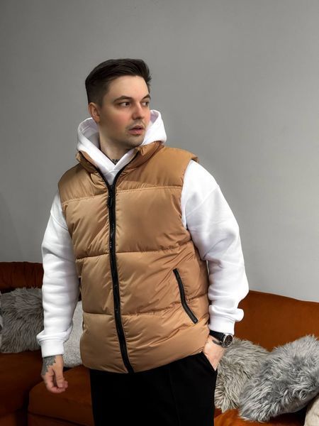 Чоловіча oversize жилетка у бежевому кольорі jl8 фото