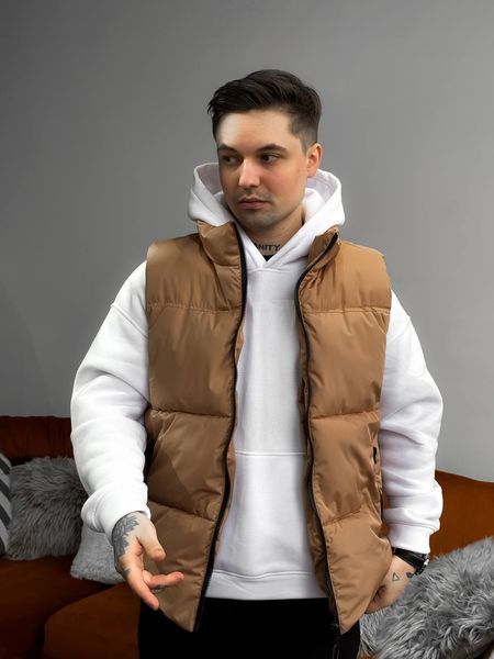 Чоловіча oversize жилетка у бежевому кольорі jl8 фото