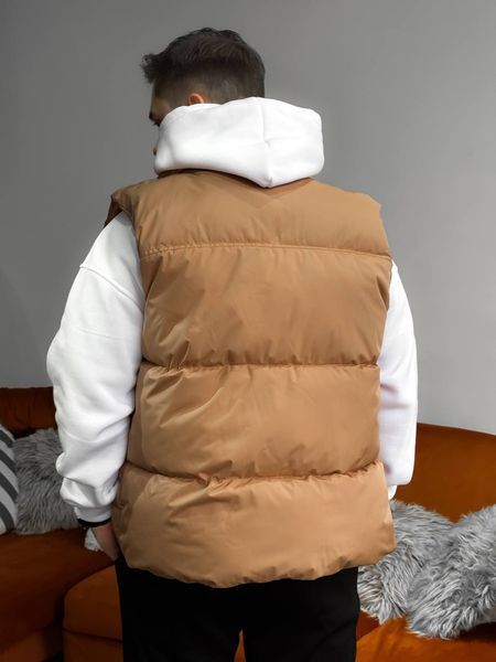 Чоловіча oversize жилетка у бежевому кольорі jl8 фото