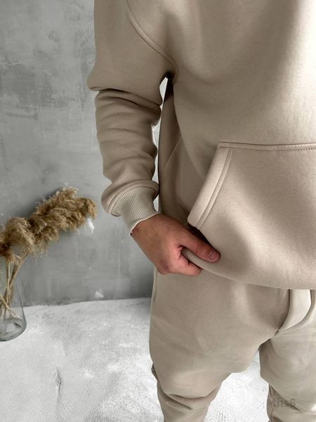 Мужской oversize костюм худи+брюки в бежевом цвете fhs6 фото