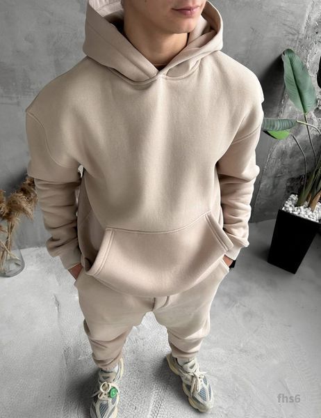 Мужской oversize костюм худи+брюки в бежевом цвете fhs6 фото