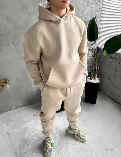 Мужской oversize костюм худи+брюки в бежевом цвете fhs6 фото