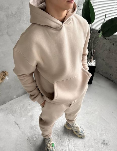 Мужской oversize костюм худи+брюки в бежевом цвете fhs6 фото