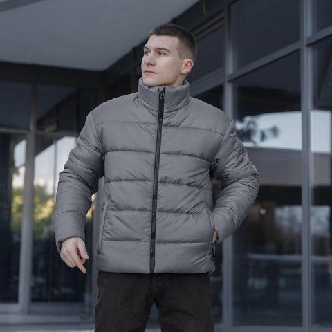Чоловіча базова зимова куртка у темно-сірому кольорі owku2686dge фото
