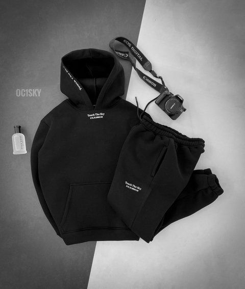 Чоловічий oversize спортивний костюм у чорному кольорі oc1sky фото