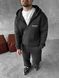 Мужской утепленный спортивный костюм с принтом в графитовом цвете kos16 фото 1
