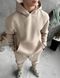Мужской oversize костюм худи+брюки в бежевом цвете fhs6 фото 3