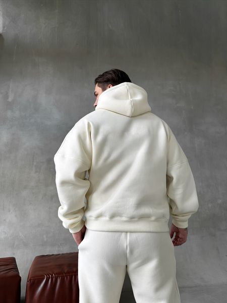 Чоловіче oversize худі у білому кольорі xu43 фото