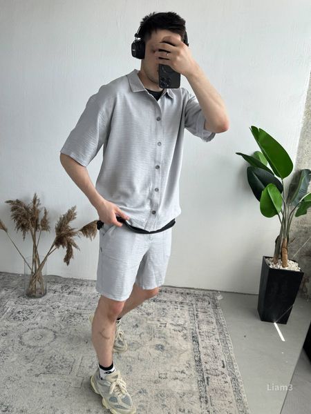 Мужской oversize костюм в светло-сером цвете liam3 фото
