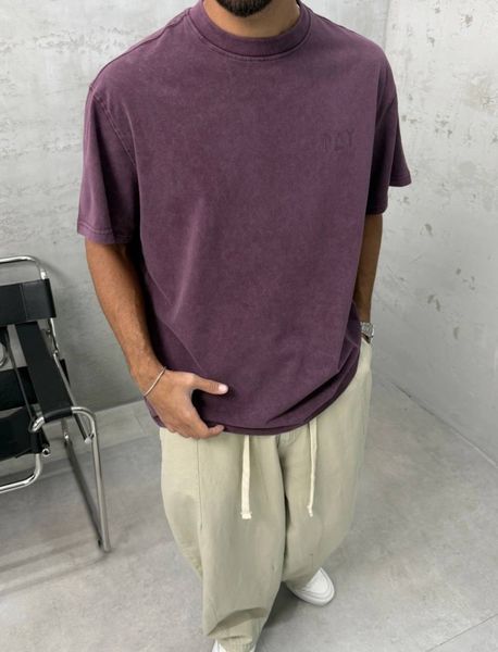 Мужская oversize вареная футболка в бордовом цвете ch299k-S фото