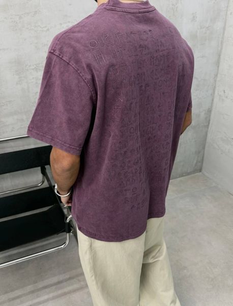 Мужская oversize вареная футболка в бордовом цвете ch299k-S фото