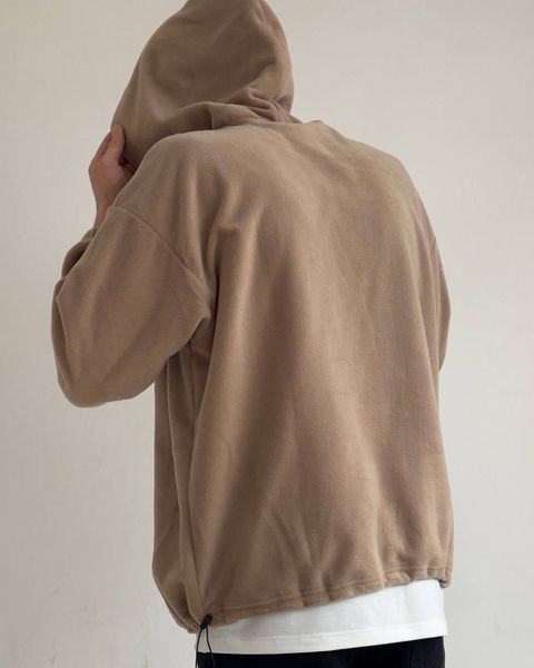 Мужское флисовое oversize худи в бежевом цвете u01414 фото