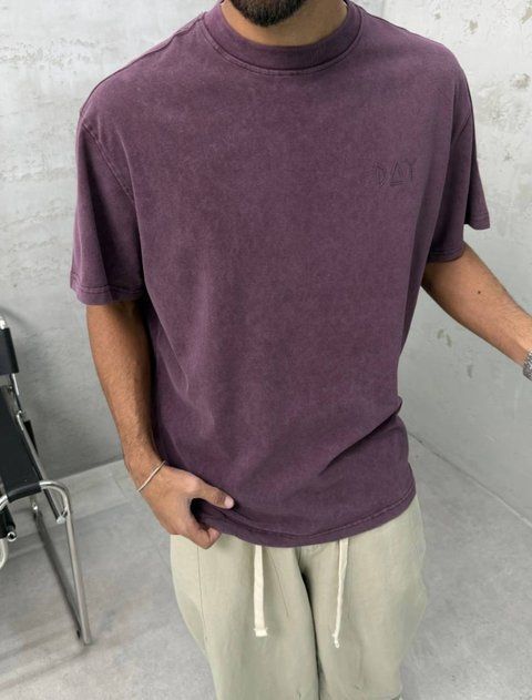 Мужская oversize вареная футболка в бордовом цвете ch299k-S фото