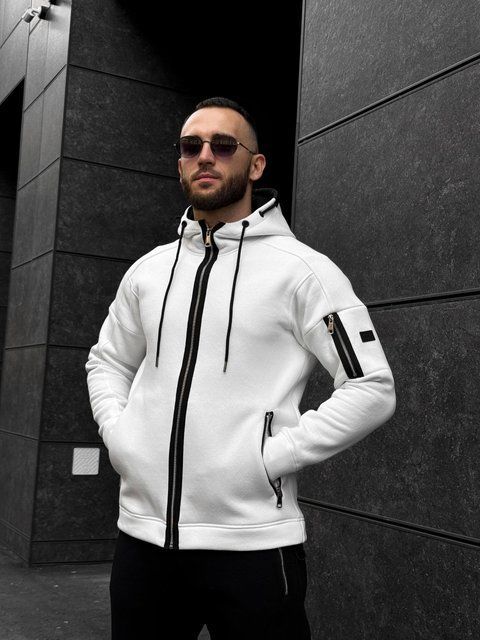 Мужская кофта на змейке в белом цвете rd288 фото