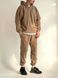 Чоловічий oversize флісовий костюм худі+штани у бежевому кольорі l01704 фото 1