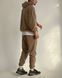 Чоловічий oversize флісовий костюм худі+штани у бежевому кольорі l01704 фото 2