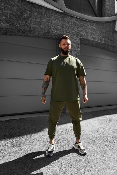 Чоловіча oversize футболка у кольорі хакі 1285313003 фото