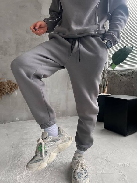 Мужские oversize джоггеры на флисе в сером цвете fstn9 фото
