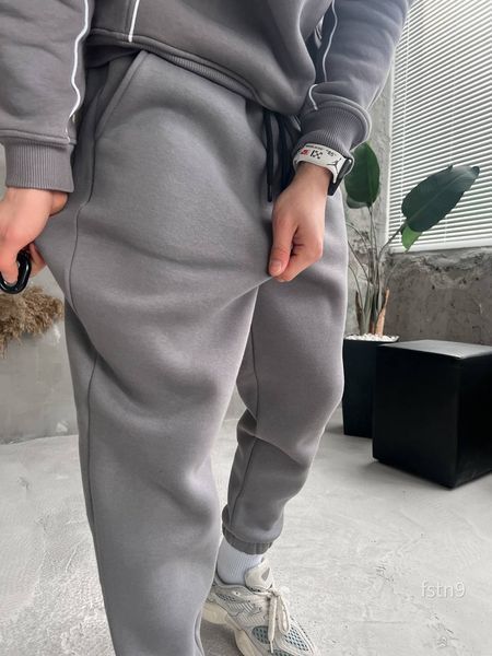 Мужские oversize джоггеры на флисе в сером цвете fstn9 фото