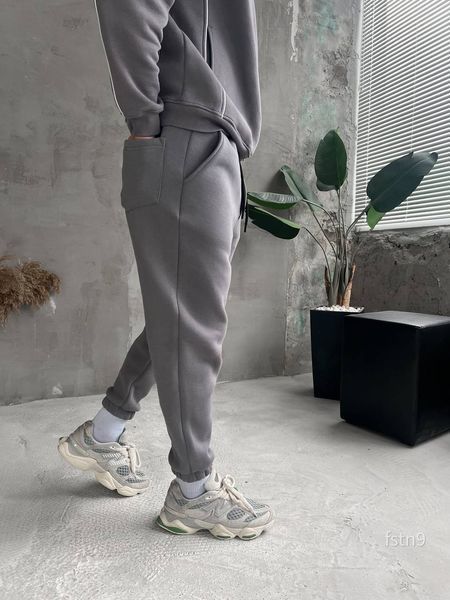 Мужские oversize джоггеры на флисе в сером цвете fstn9 фото