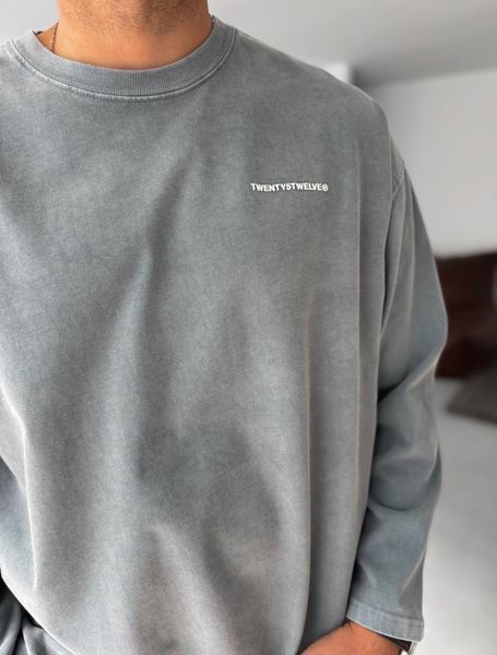 Чоловічий oversize лонгслів у сірому кольорі tt2465 фото