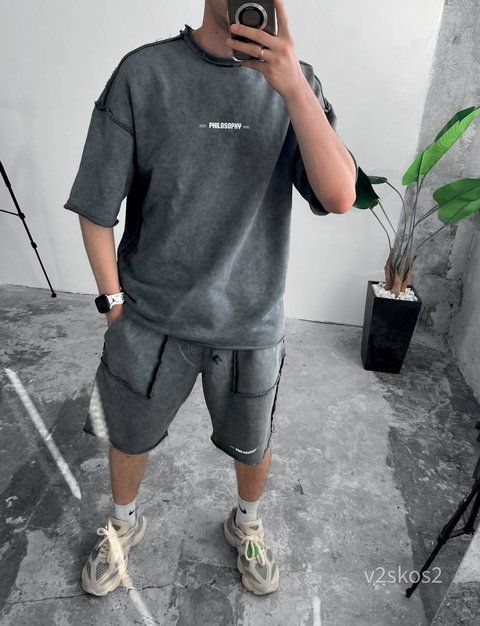 Мужской oversize комплект в сером цвете v2skos2k-S фото