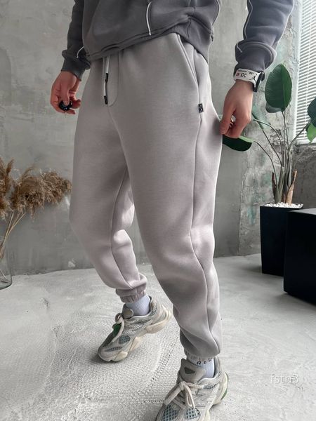 Мужские oversize джоггеры на флисе в сером цвете fstn3 фото