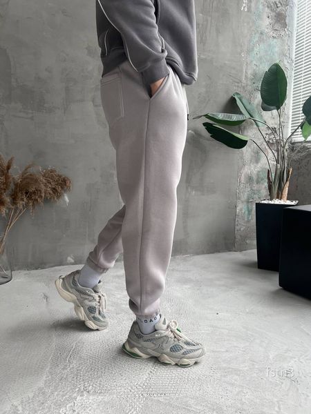 Мужские oversize джоггеры на флисе в сером цвете fstn3 фото