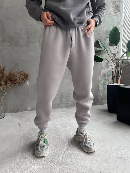 Мужские oversize джоггеры на флисе в сером цвете fstn3 фото
