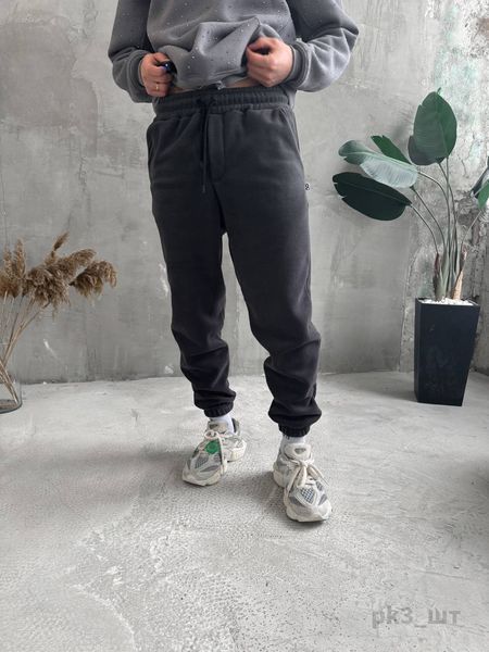 Мужские oversize флисовые джоггеры в темно-сером цвете pk3 фото