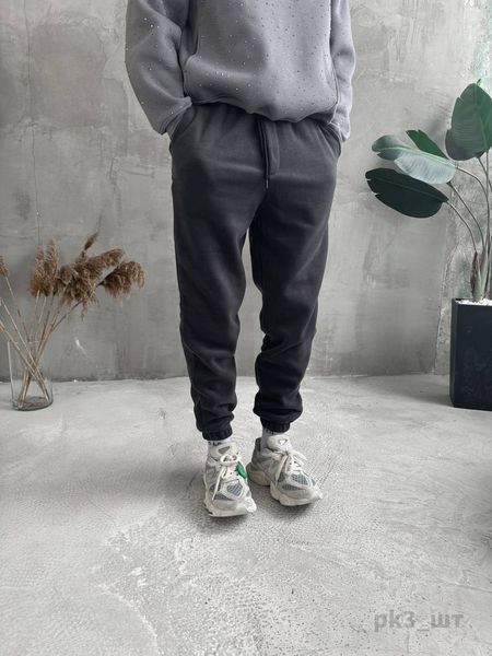 Мужские oversize флисовые джоггеры в темно-сером цвете pk3 фото