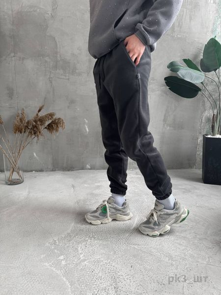 Мужские oversize флисовые джоггеры в темно-сером цвете pk3 фото