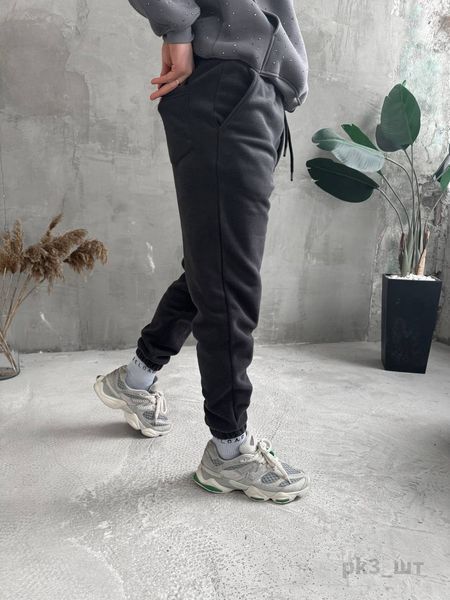 Мужские oversize флисовые джоггеры в темно-сером цвете pk3 фото
