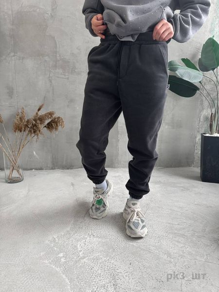 Мужские oversize флисовые джоггеры в темно-сером цвете pk3 фото