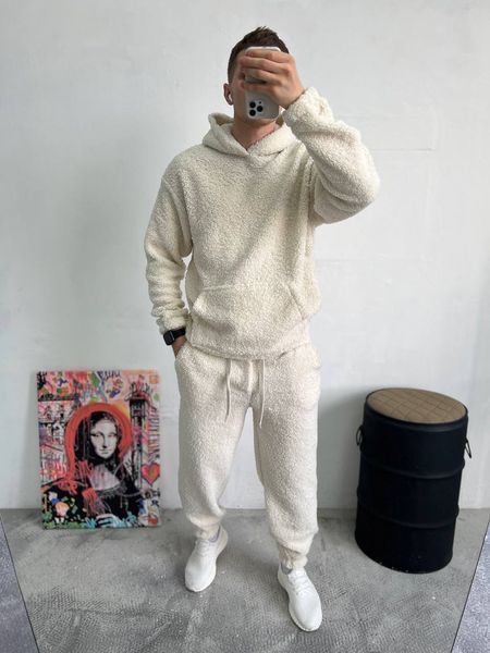 Мужской oversize костюм худи+брюки в белом цвете vz-k40wht фото
