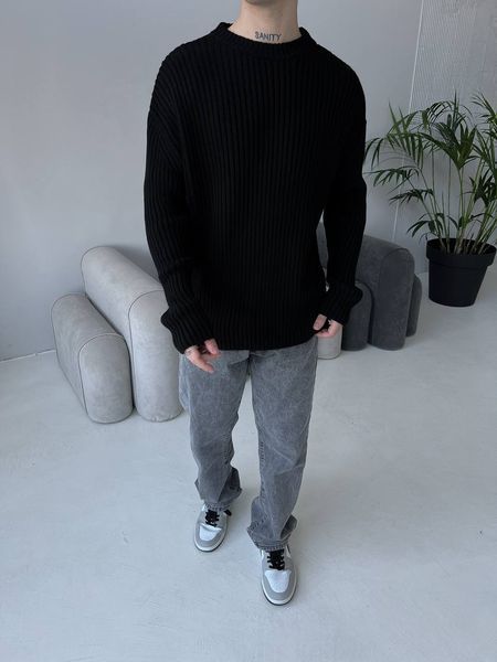 Мужской oversize свитер в черном цвете mr103 фото