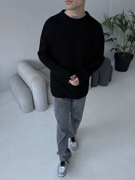 Мужской oversize свитер в черном цвете mr103 фото