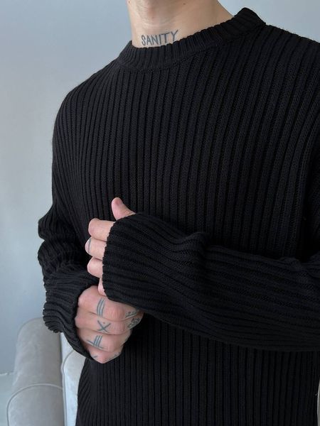 Мужской oversize свитер в черном цвете mr103 фото