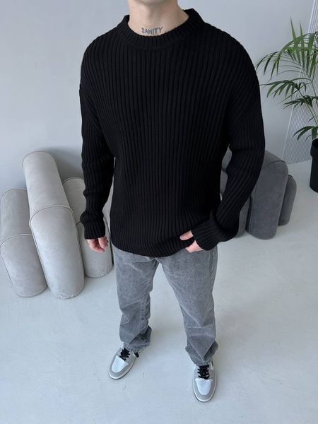 Мужской oversize свитер в черном цвете mr103 фото