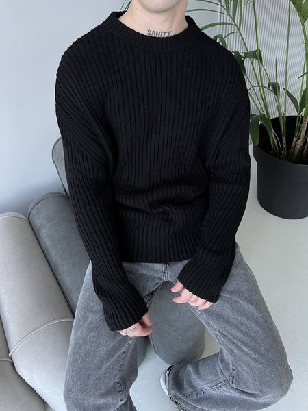 Мужской oversize свитер в черном цвете mr103 фото