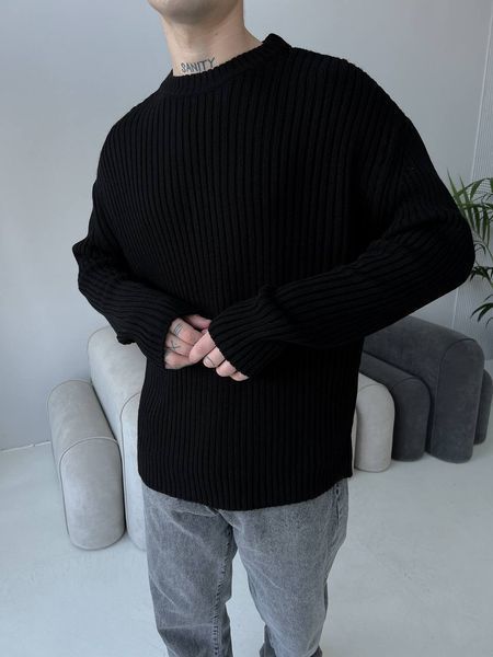 Мужской oversize свитер в черном цвете mr103 фото