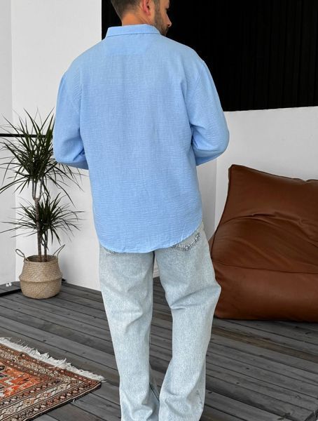 Мужская oversize рубашка в голубом цвете gi893 фото